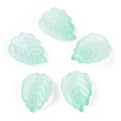 Запекание расписных прозрачных стеклянных бусинок-лепестков, градиент цвета, клубничный лист