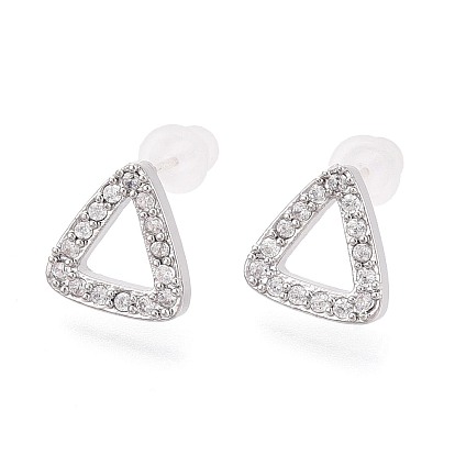 Серьги-гвоздики в форме треугольника из сплава и прозрачного кубического циркония, с 925 штырями стерлингового серебра