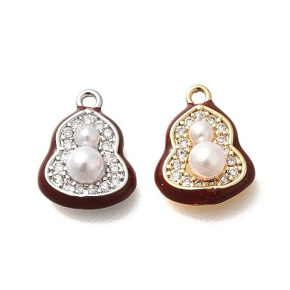 Латунные микро проложить кубического циркония прелести, без кадмия, без никеля и без свинца, Горлянка, с абс пластмассовой имитационной жемчужиной