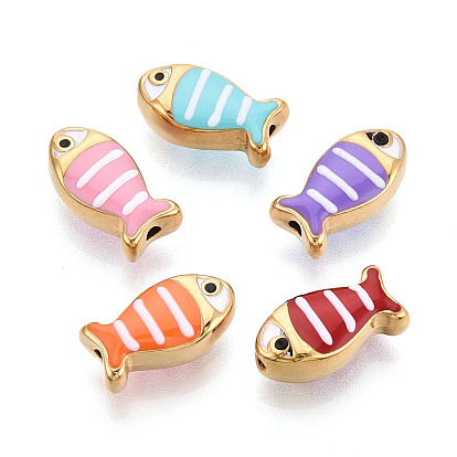 304 из нержавеющей стали эмаль бисер, рыба, ионное покрытие (ip), реальный 18 k позолоченный