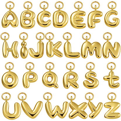 26Pcs 26 Styles Rack Plating Brass Pendants, with Jump Ring, Lead Free & Cadmium Free & Nickel Free, Long-Lasting Plated, Letter A~Z Charms