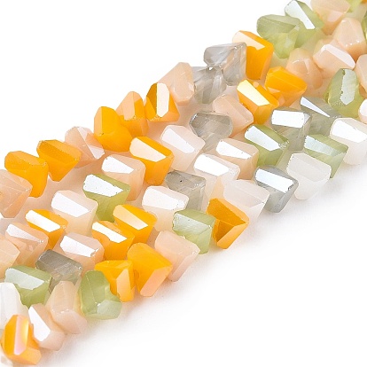 Стеклянные бусины с гальваническим покрытием , граненые, сердце