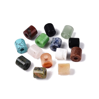 Natural & Synthetic Mixed Gemstone Beads, Column, Mixed Dyed and Undyed