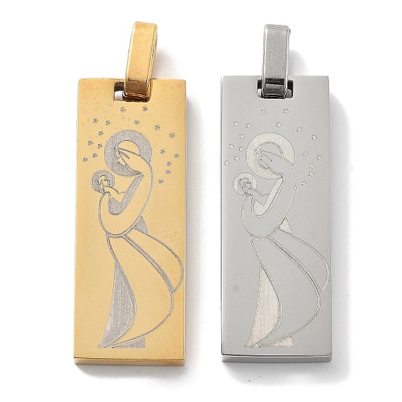 304 подвески из нержавеющей стали, прямоугольник с амулетом Девы Марии