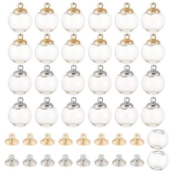 Комплекты кулонов своими руками, включая круглые шаровые бутылки из механизированного выдувного стекла, для серег или поделок, с латунными скобами