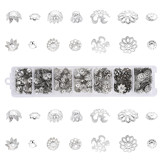 755Pcs 7 Style Iron Bead Caps, Flower