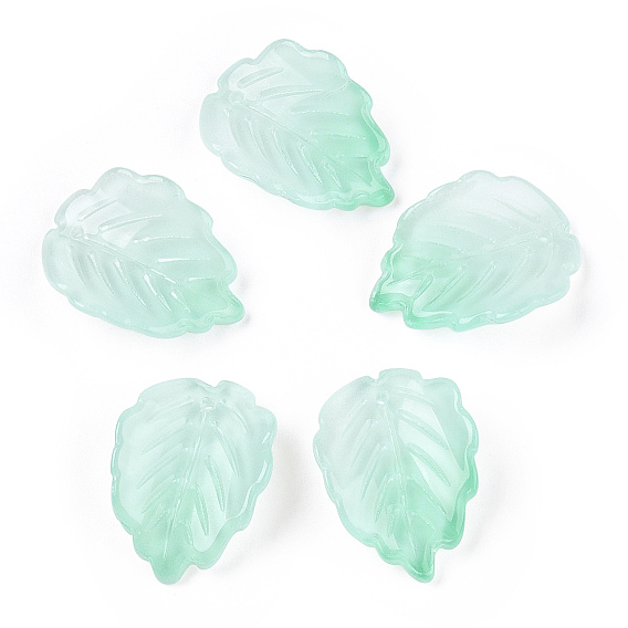 Запекание расписных прозрачных стеклянных бусинок-лепестков, градиент цвета, клубничный лист