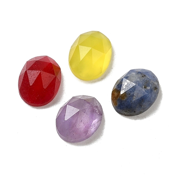 Natural Gemstone Cabochons, Oval, Faceted
