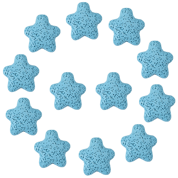 24Pcs Star Synthetic Lava Rock Beads, Dyed