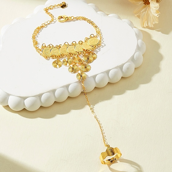 Винтажные латунные браслеты-кольца из золотых монет для женщин