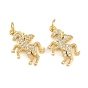 Brass Micro Pave Clear Cubic Zirconia Pendants, Horse
Charms