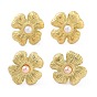 Flower Real 14K Gold Plated 304 Stainless Steel Stud Earrings, with Natural Shell Beads
