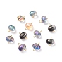 Electroplate Glass Beaded Connector Charms, with Brass Eye Pins
