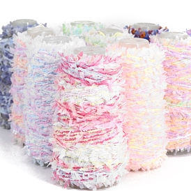 Fil de papier polyester dégradé arc-en-ciel, Pour tricoter à la main, écharpe, chapeau, fournitures de pull d'été