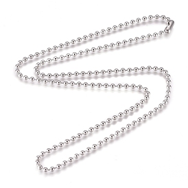  304 Stainless Steel Ball Chain Necklace, with Ball Chain Connectors