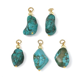 Dyed Natural Magnesite Pendants, Nuggets Charms, Golden