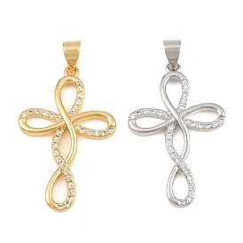 Pendentifs en laiton zircon cubique transparent, breloques en forme de croix infinie, sans cadmium et sans plomb