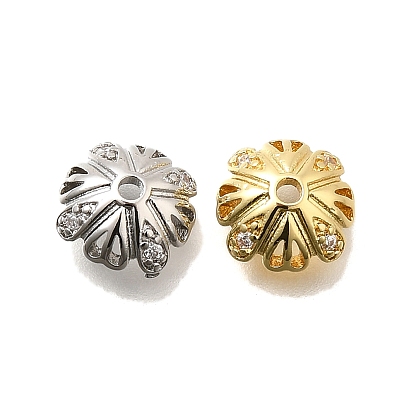 Колпачки для бусин из прозрачного кубического циркония из латуни, без кадмия и без свинца, долговечный, стойки покрытие