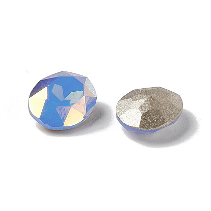 Light AB Style Eletroplate K9 Glass Rhinestone Cabochons, Pointed Back & Back Plated, Faceted, Oval