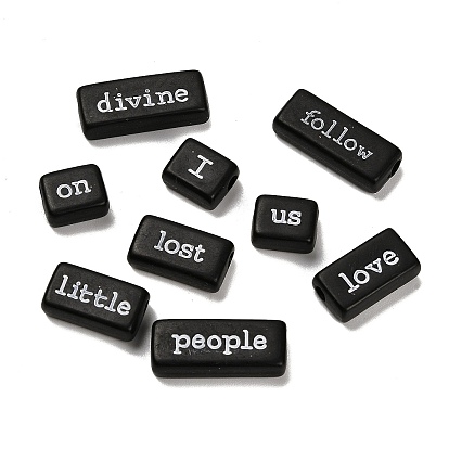 Непрозрачные акриловые бусины, прямоугольник со случайной буквой