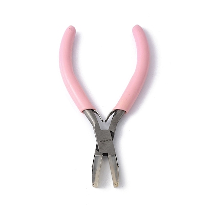 (Défaut de fabrication : jaunissement) 45# Pince à bijoux en acier au carbone, pince plate, pince à mâchoires en nylon, polir