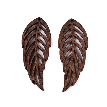 Большие подвески из натурального дерева тополь, окрашенные, лист