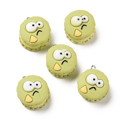 Opaque Resin Pendants, with Platinum Tone Iron Loops, Biscuit with Expression