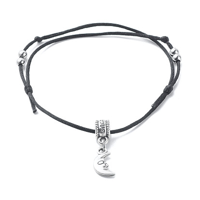 Pulseras unisex de aleación de luna, pulseras de hilo de nylon ajustable