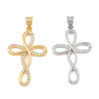 Pendentifs en laiton zircon cubique transparent, breloques en forme de croix infinie, sans cadmium et sans plomb