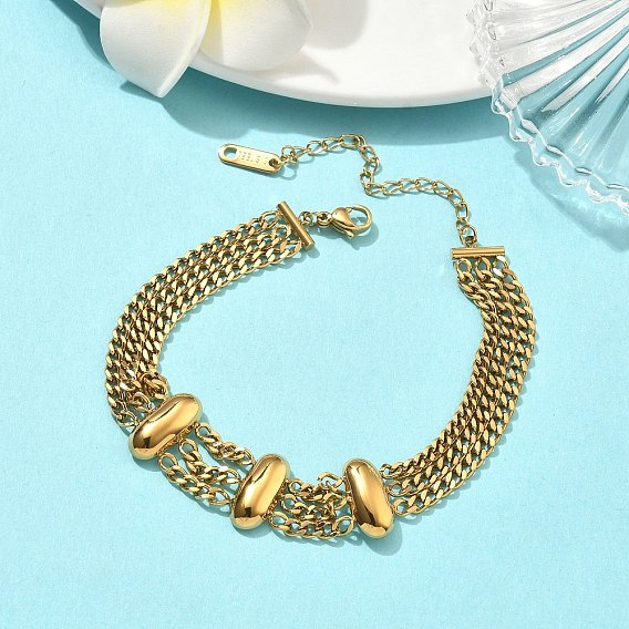 304 Браслеты из многорядной якорной цепочки из нержавеющей стали, Браслеты с овальными звеньями для женщин