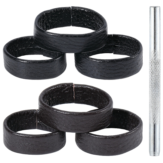 6шт. 6 варианты петель из коровьей кожи, аксессуары для пряжек мужских ремней, кольцо, с 1шт. железными пробойниками