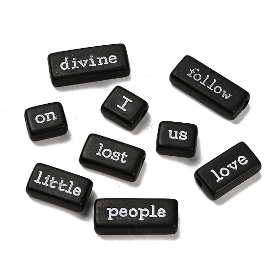 Непрозрачные акриловые бусины, прямоугольник со случайной буквой