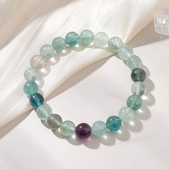 Эластичные браслеты из натуральных флюоритовых бусин для женщин, круглые
