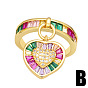 Colorful CZ Heart Pendant Ring for Women, Trendy Open-ended RIR18 Finger Jewelry