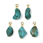 Dyed Natural Magnesite Pendants, Nuggets Charms, Golden