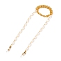 Eyeglasses Chains, Neck Strap for Eyeglasses, with Aluminium Cable Chains, Imitation Pearl Acrylic Round Beads, 304 Stainless Steel Lobster Claw Clasps and Rubber Loop Ends, Golden