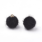 Faux Mink Fur Covered Pendants, with Brass Findings, Round