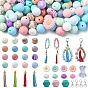 Kits de fabrication de porte-clés bricolage, y compris des perles en silicone et des pendentifs à pompons en faux daim
