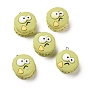 Opaque Resin Pendants, with Platinum Tone Iron Loops, Biscuit with Expression