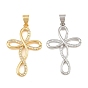 Brass Micro Pave Clear Cubic Zirconia Pendants, Infinity Shaped Cross Charms, Cadmium Free & Lead Free