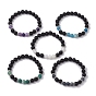 Браслеты из натурального выветрившегося агата, с бусинами из натуральной лавы, круглые