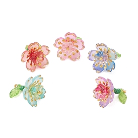 Подвески из акрила и стеклянных бусин, , золотые