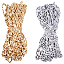 30m 2 couleurs 3-ply cordon torsadé en polyester, cordon milan pour la décoration de la maison, tapisserie, embrasse de rideau