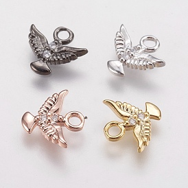 Brass Micro Pave Cubic Zirconia Charms, Eagle
