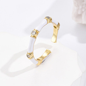 Elegant French-style Gold-plated Oil Drop Ring with Zircon for Women