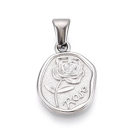 303 подвески из нержавеющей стали, овал с подвесками в виде цветка розы