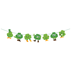 Saint Patrick's Day Theme Paper Banners, Clover Hanging Banners, for Party Festival Home Decorations