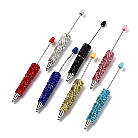 Plastic Ball-Point Pen, Glass Rhinestone Beadable Pen, for DIY Personalized Pen with Jewelry Beads