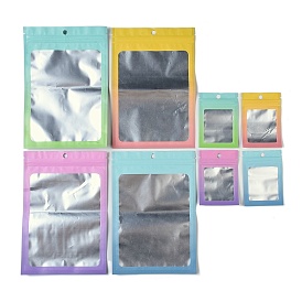 Rectangle Plastic Yin-yang Zip Lock Bags, Gradient Color Top Seal Storage Bags, Self Seal Bags, with Window and Hang Hole