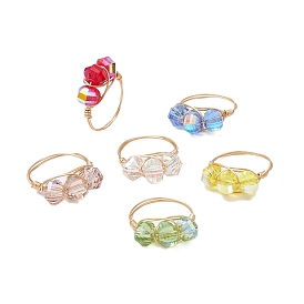 Прозрачные гальванические стеклянные бусины с экологически чистыми медными проволочными кольцами